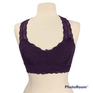 French Affair Purple Lace Racerback Bralette, size‎ Medium
